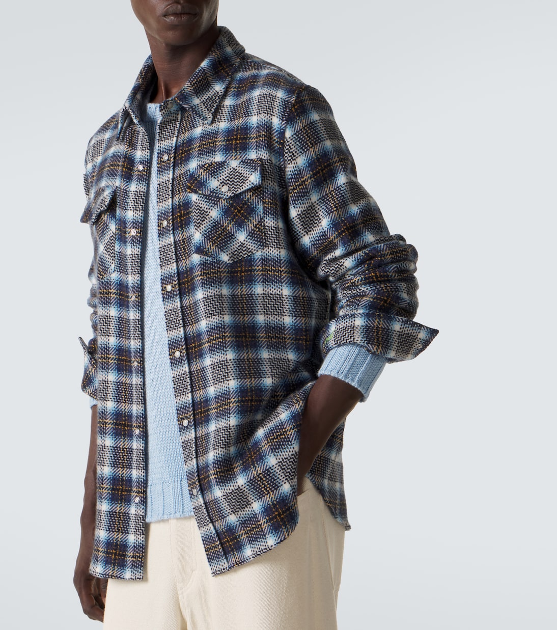 Lightning Storm cashmere shirt with moonstone | God's True Cashmere