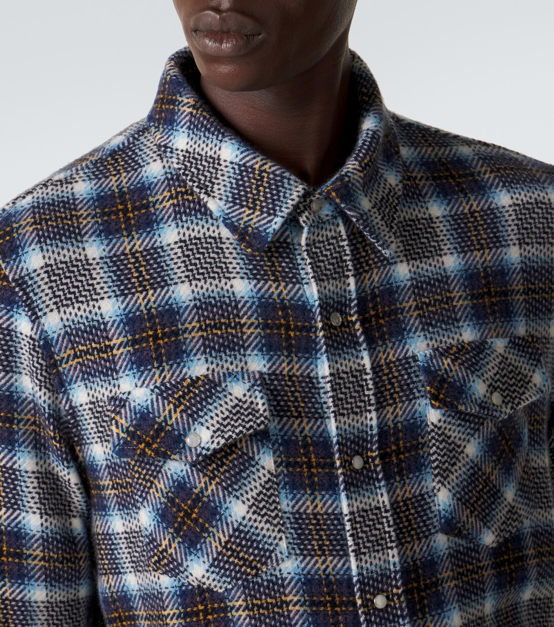 Lightning Storm cashmere shirt with moonstone | God's True Cashmere