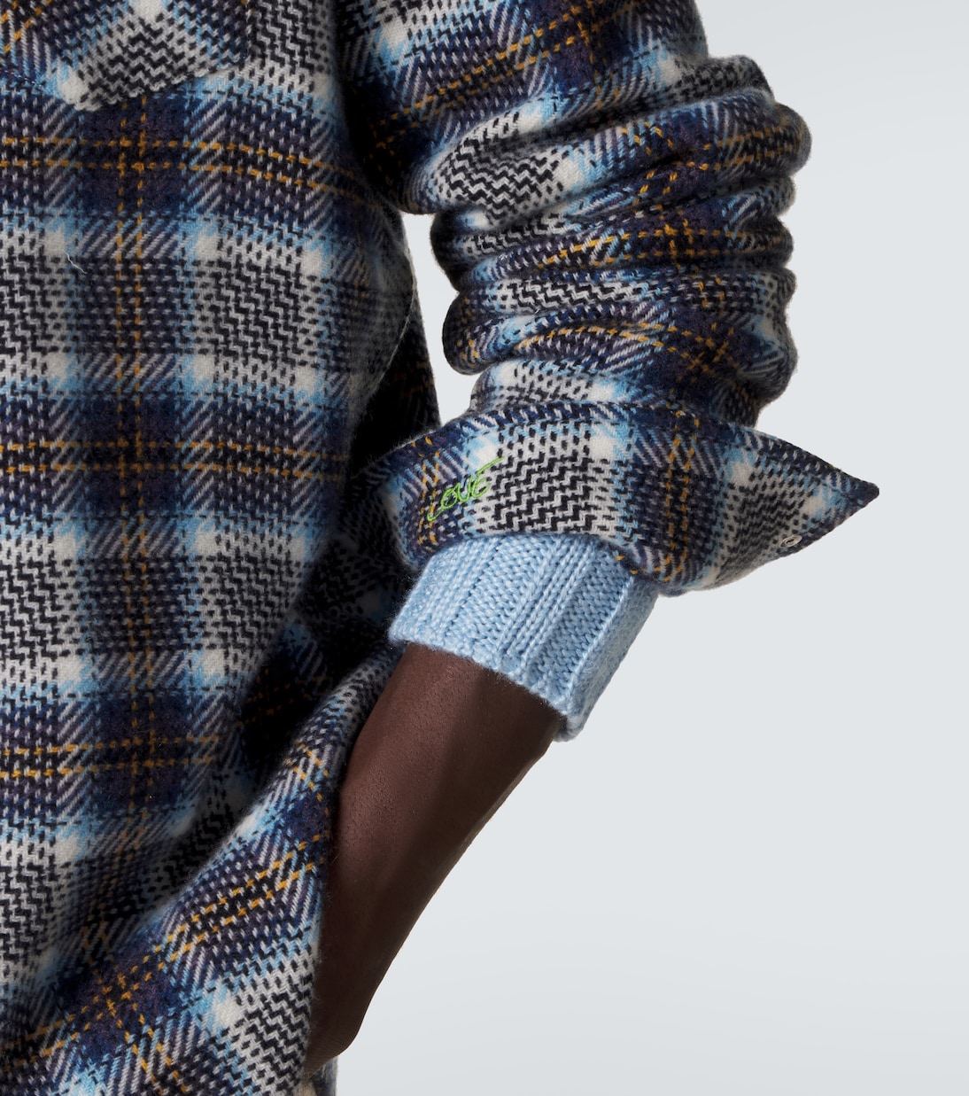 Lightning Storm cashmere shirt with moonstone | God's True Cashmere