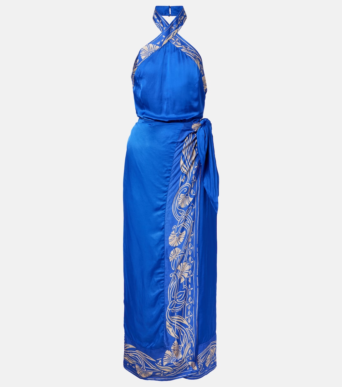 Hana floral halterneck satin maxi dress | Poupette St Barth