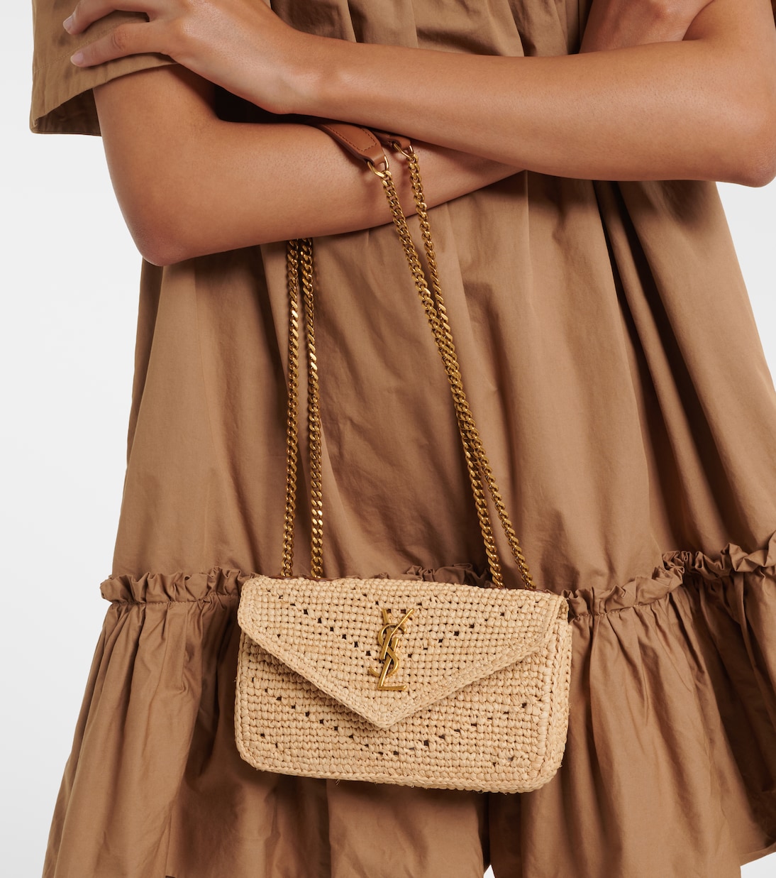 Loulou Mini raffia shoulder bag | Saint Laurent