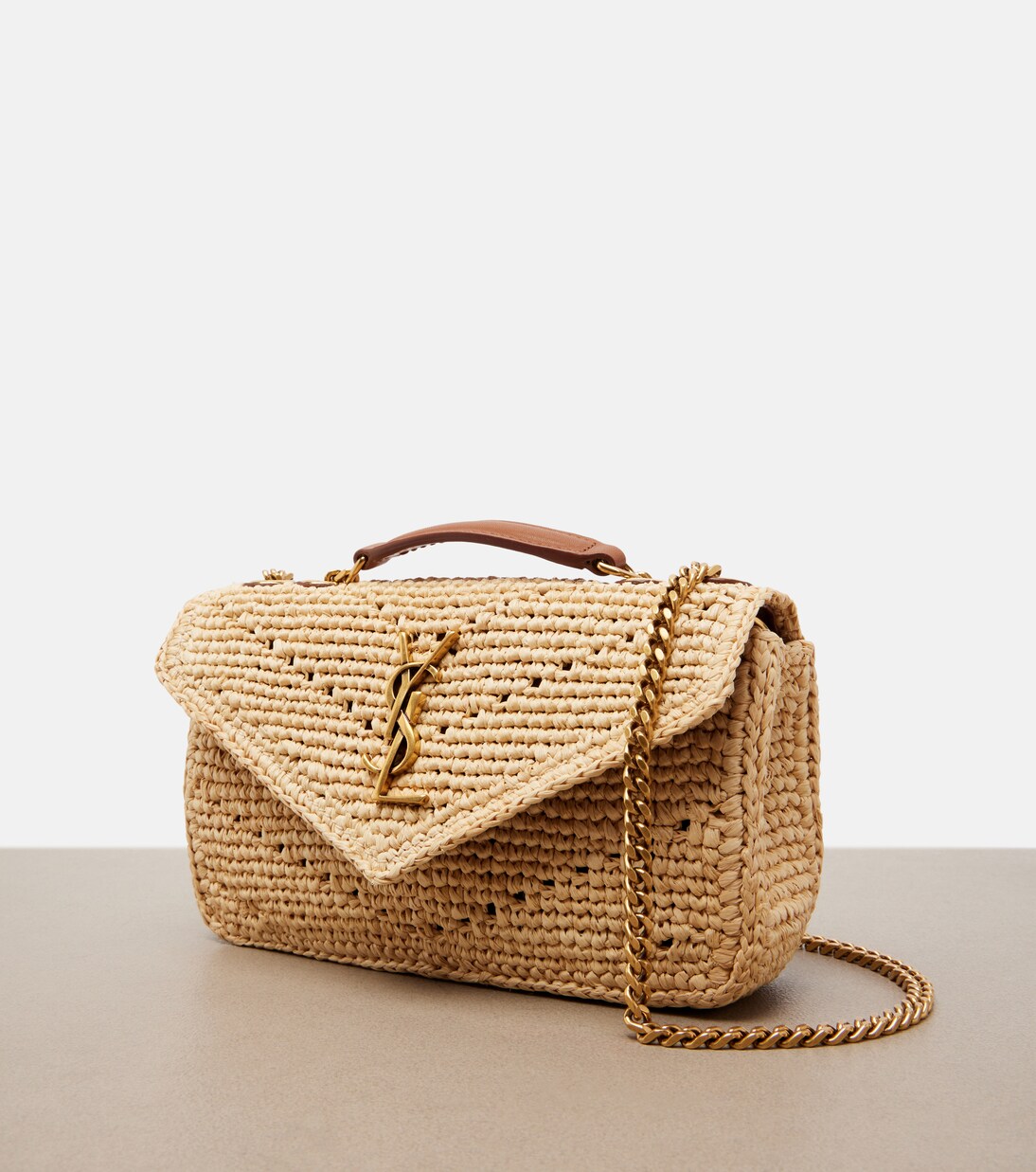 Loulou Mini raffia shoulder bag | Saint Laurent