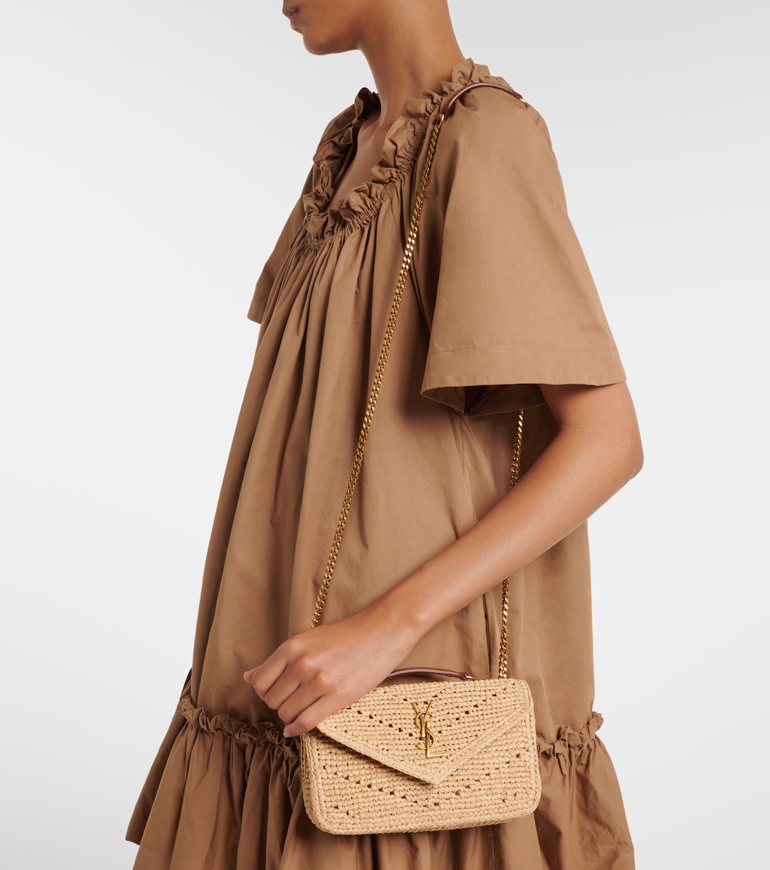 Loulou Mini raffia shoulder bag | Saint Laurent