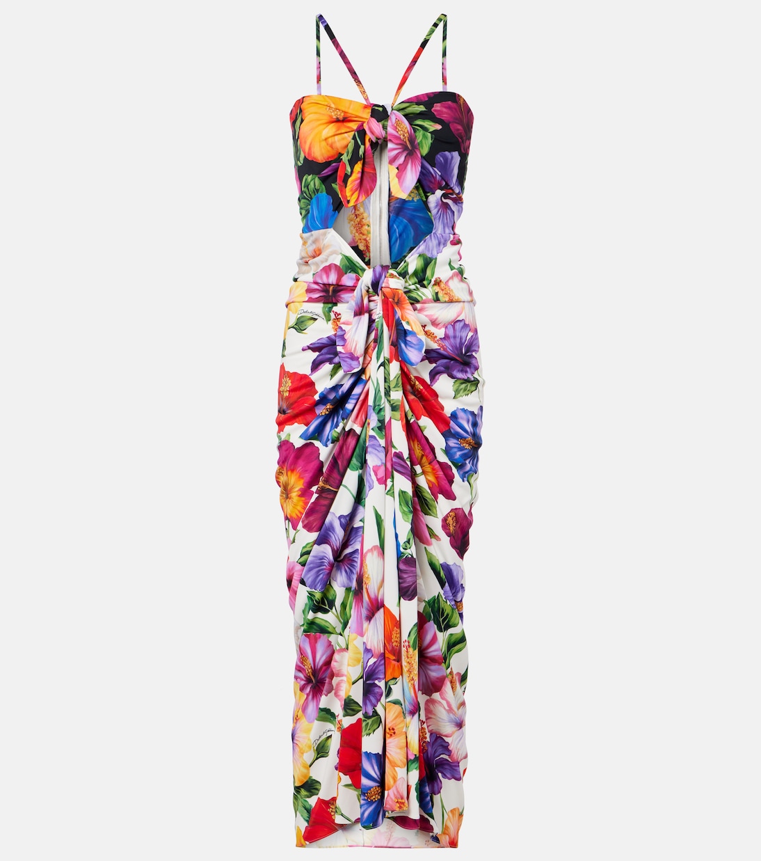 Floral draped cutout midi dress | Dolce&Gabbana