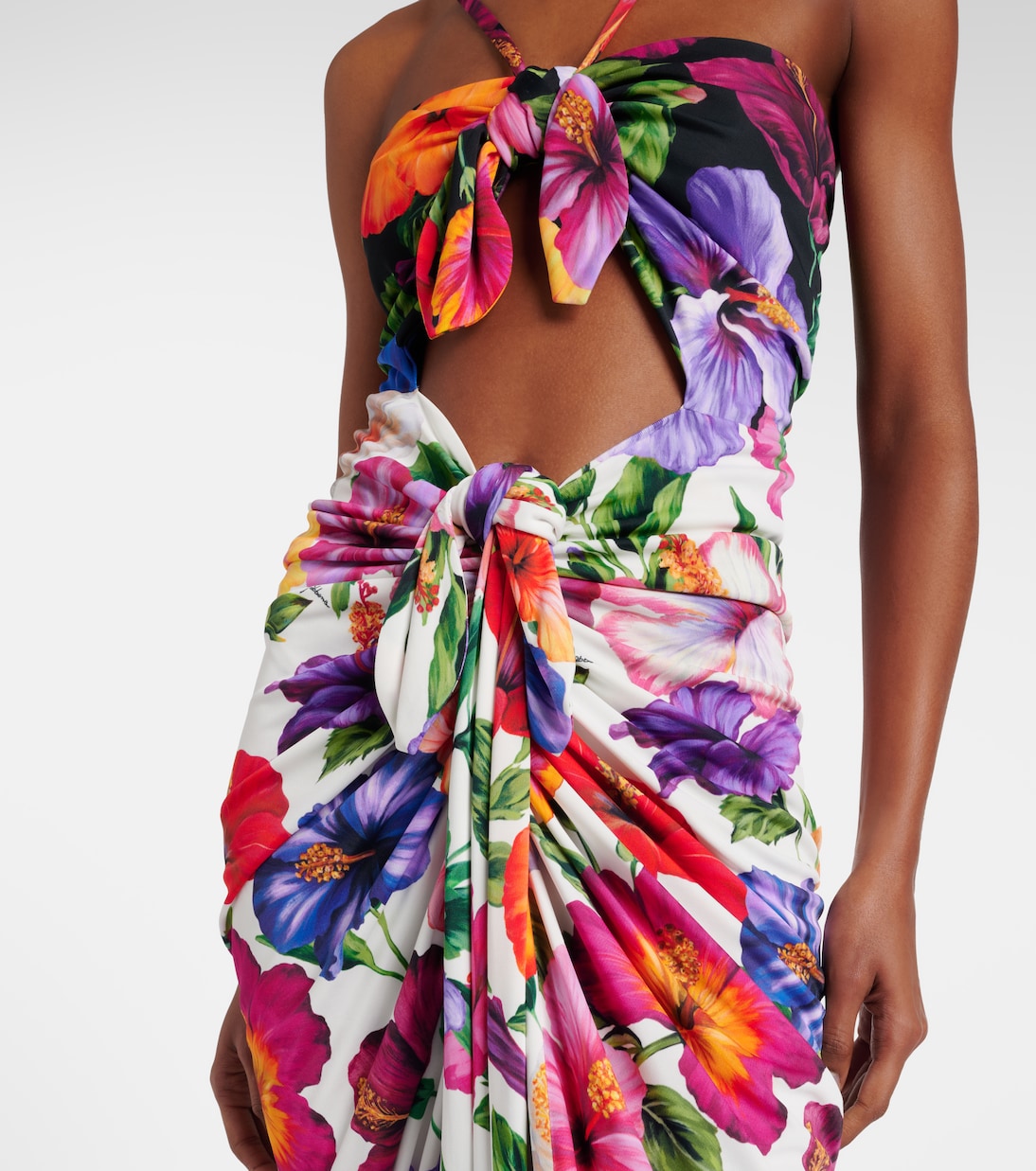 Floral draped cutout midi dress | Dolce&Gabbana