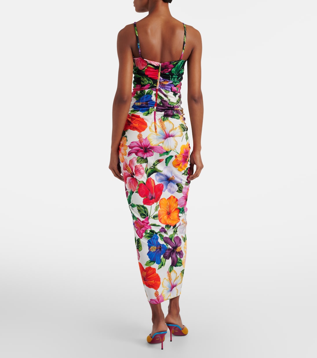 Floral draped cutout midi dress | Dolce&Gabbana
