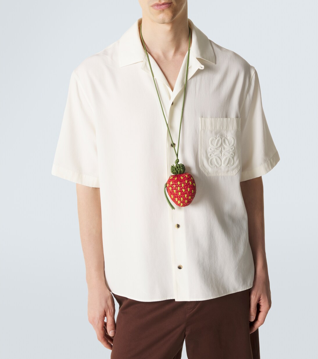 Strawberry raffia coin purse with strap | Loewe