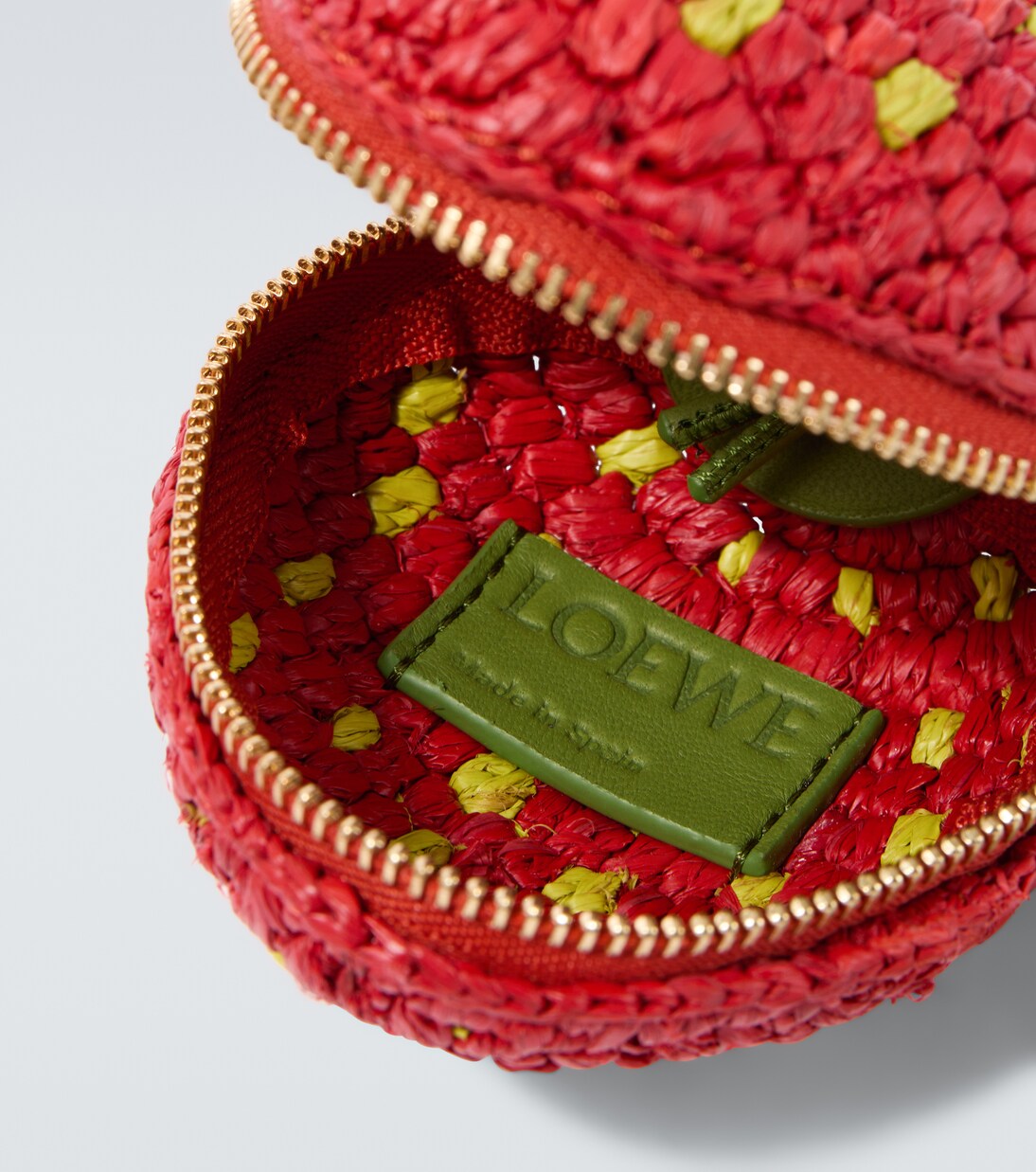 Strawberry raffia coin purse with strap | Loewe