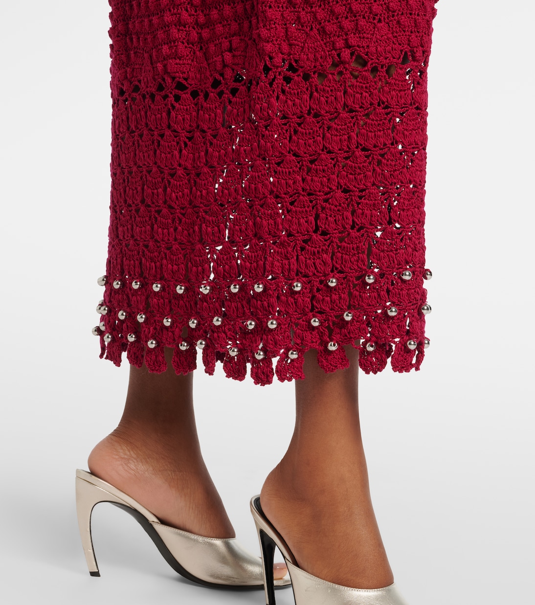 Verziertes Midikleid aus Häkelstrick | Rabanne