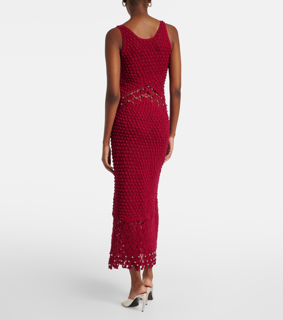 Verziertes Midikleid aus Häkelstrick | Rabanne
