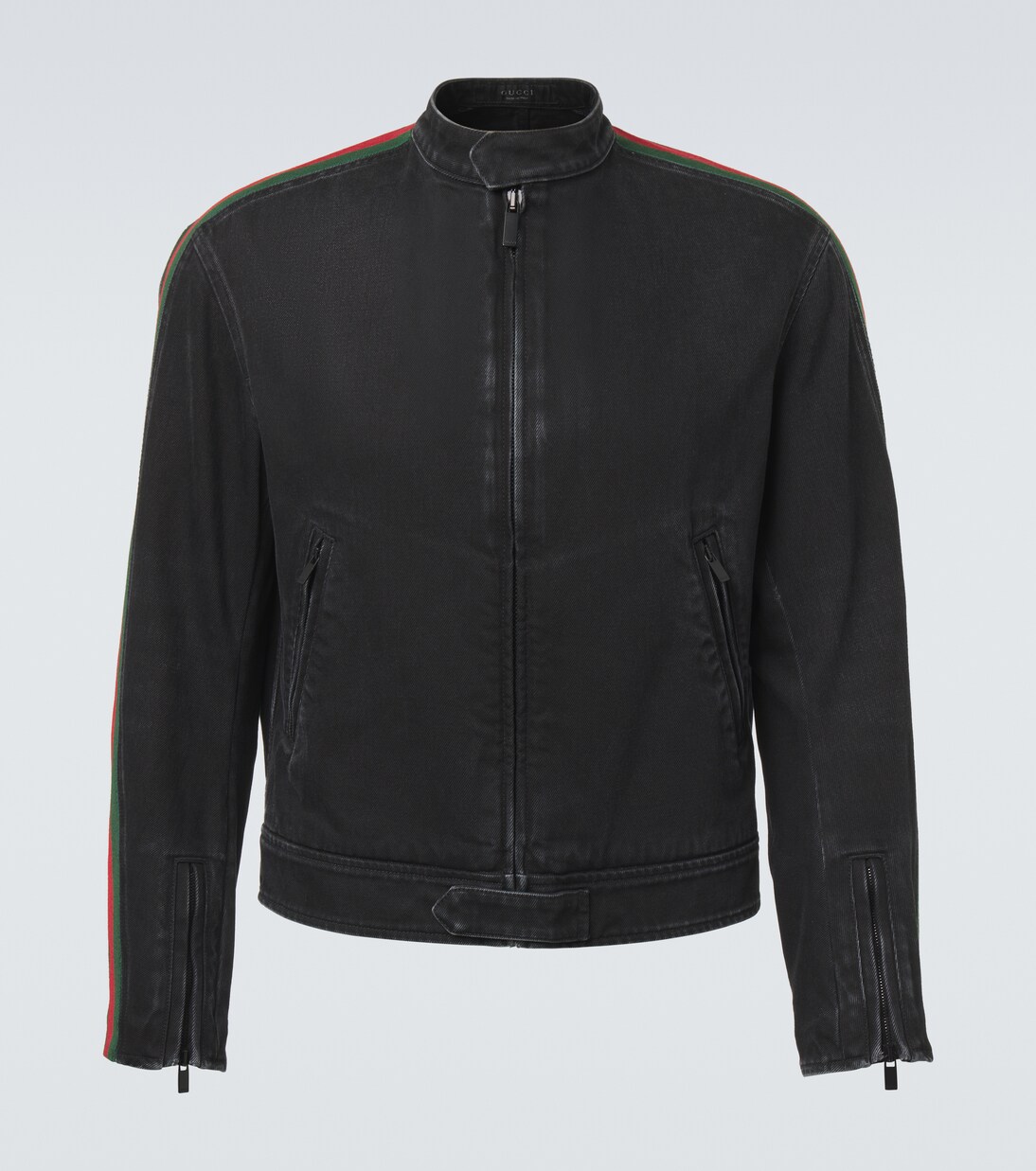 Chaqueta biker Web Stripe de denim | Gucci