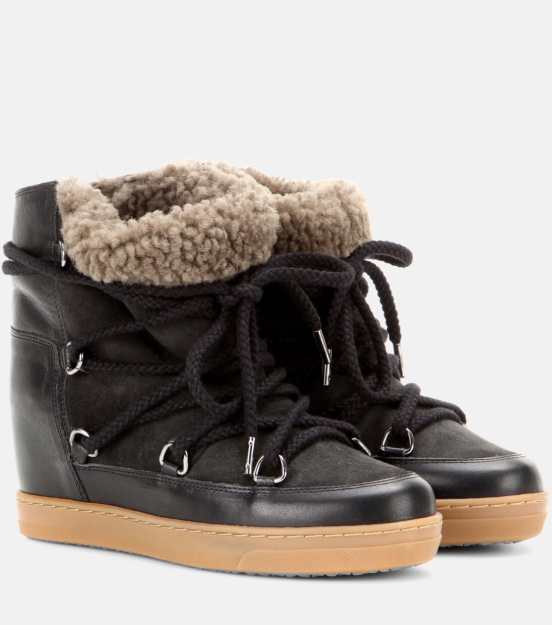 Nowles shearling-trimmed leather ankle boots | Isabel Marant