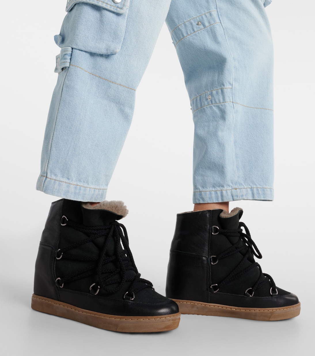 Nowles shearling-trimmed leather ankle boots | Isabel Marant