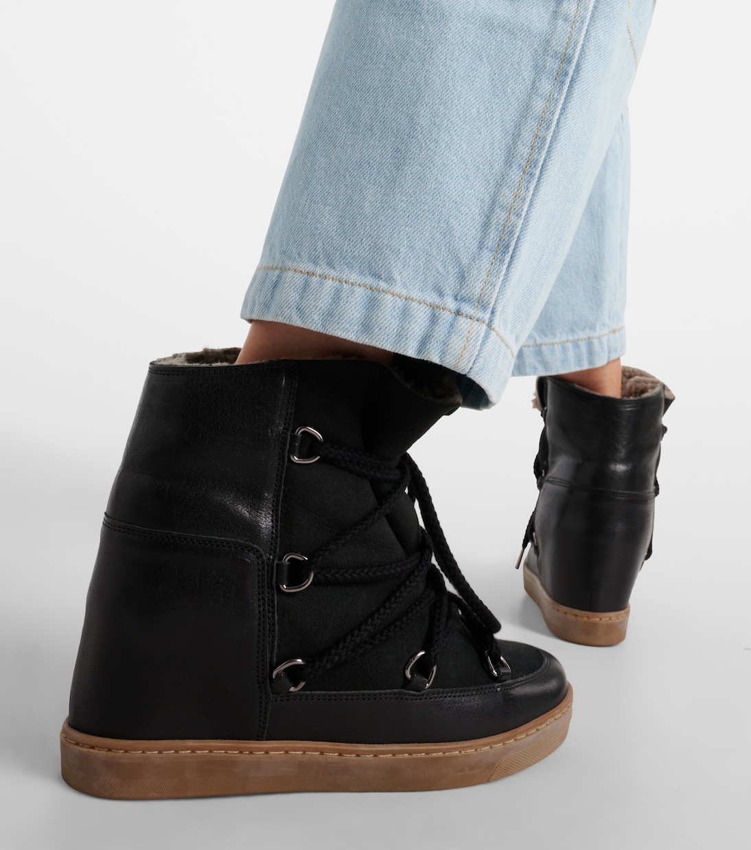 Nowles shearling-trimmed leather ankle boots | Isabel Marant