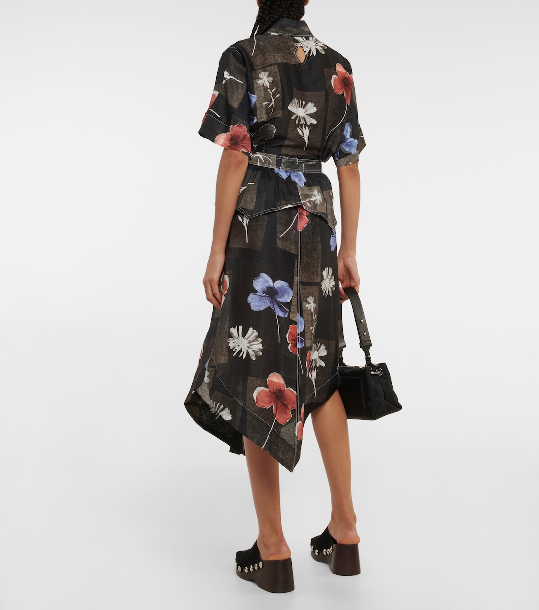 Bedruckter Rock aus Seide und Leinen | Ganni