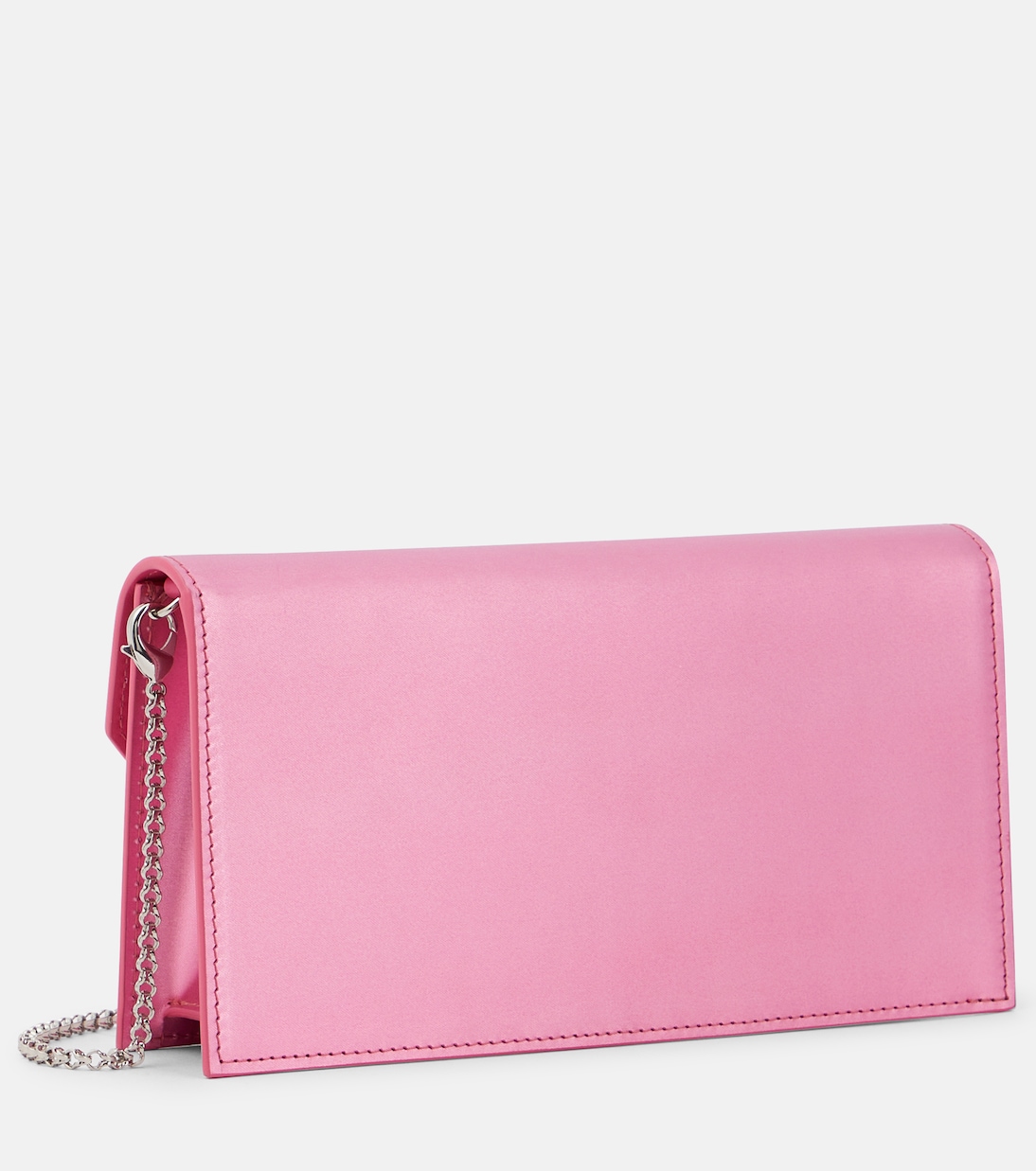 Loubi54 Small leather-trimmed silk clutch | Christian Louboutin