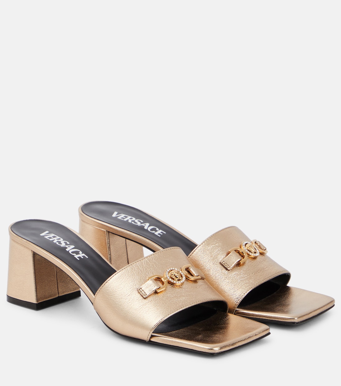 Pantoletten Medusa '95 aus Metallic-Leder | Versace