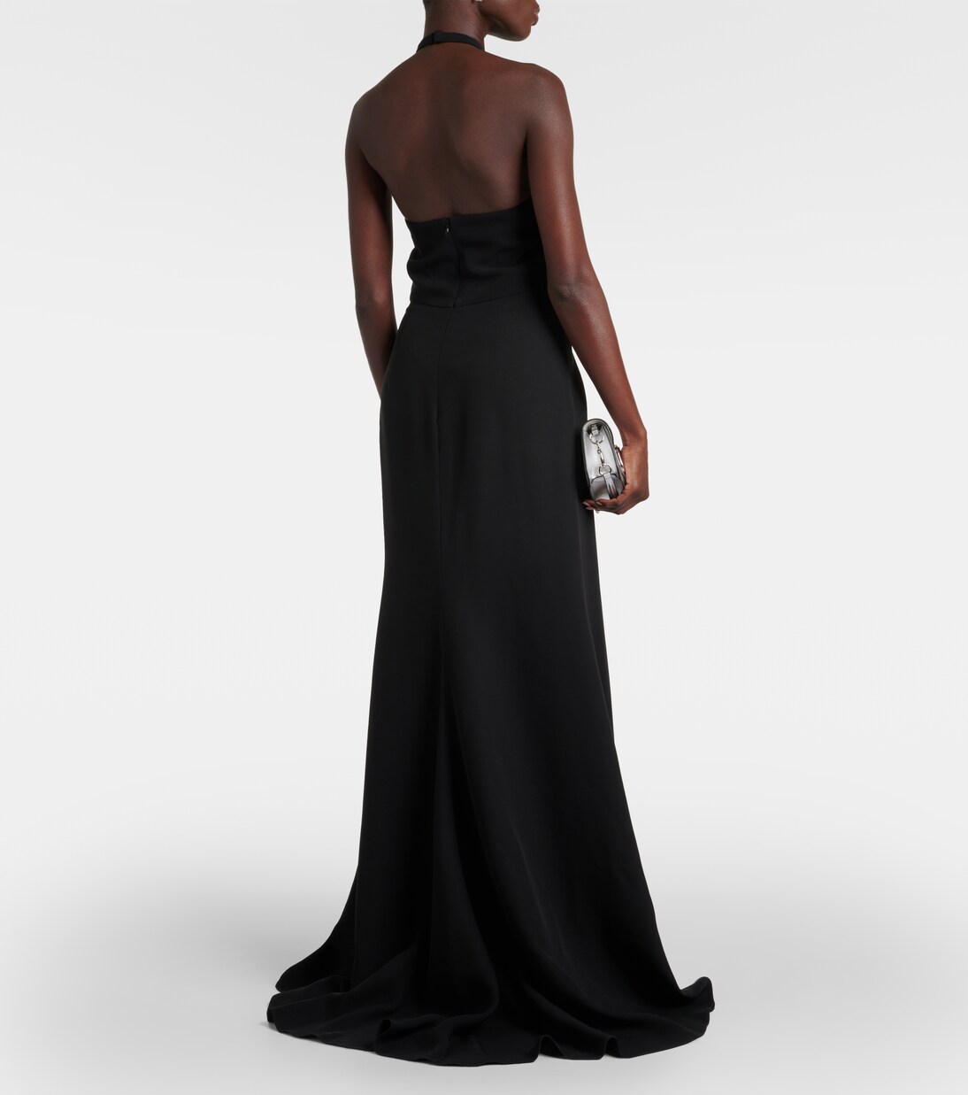 Floral-appliqué cutout front-slit gown | Valentino