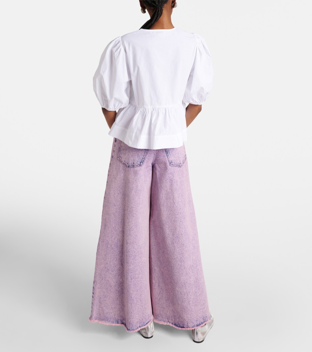 Bow-detail cotton poplin blouse | Ganni