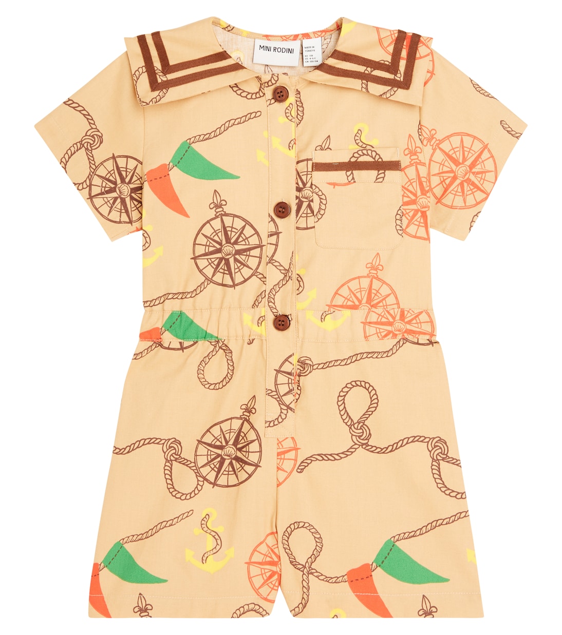 Nautical cotton playsuit | Mini Rodini