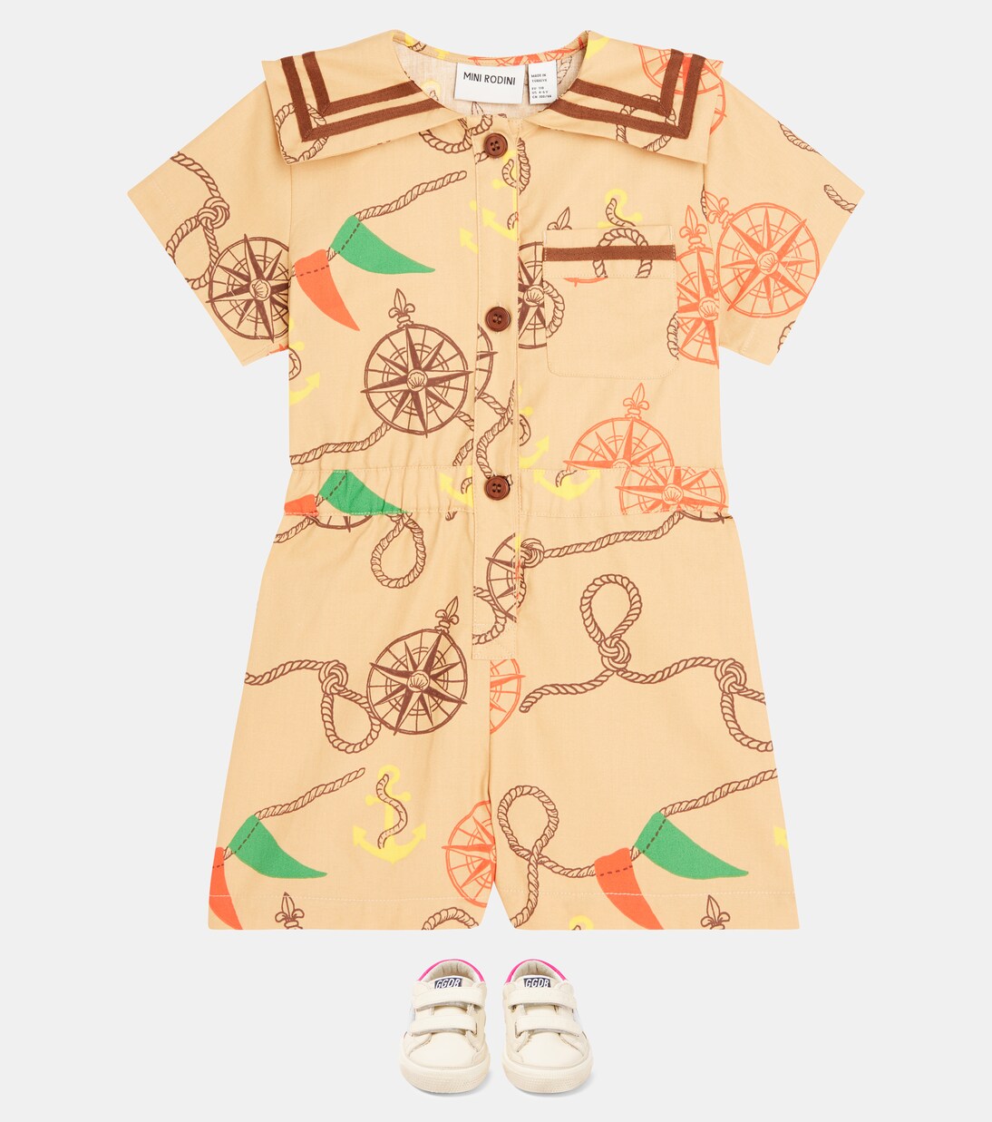Nautical cotton playsuit | Mini Rodini