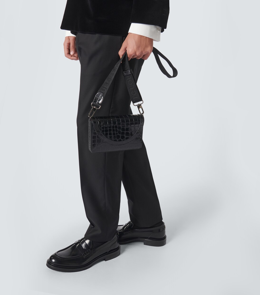 Explorafunk croc-effect patent leather shoulder bag | Christian Louboutin