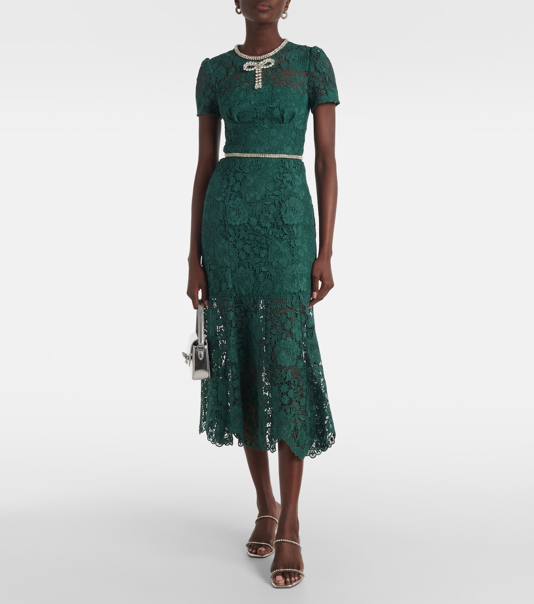 Verziertes Midikleid aus Spitze | Self-Portrait