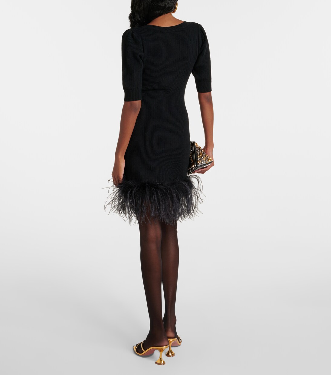 Feather-trimmed wool minidress | Alessandra Rich