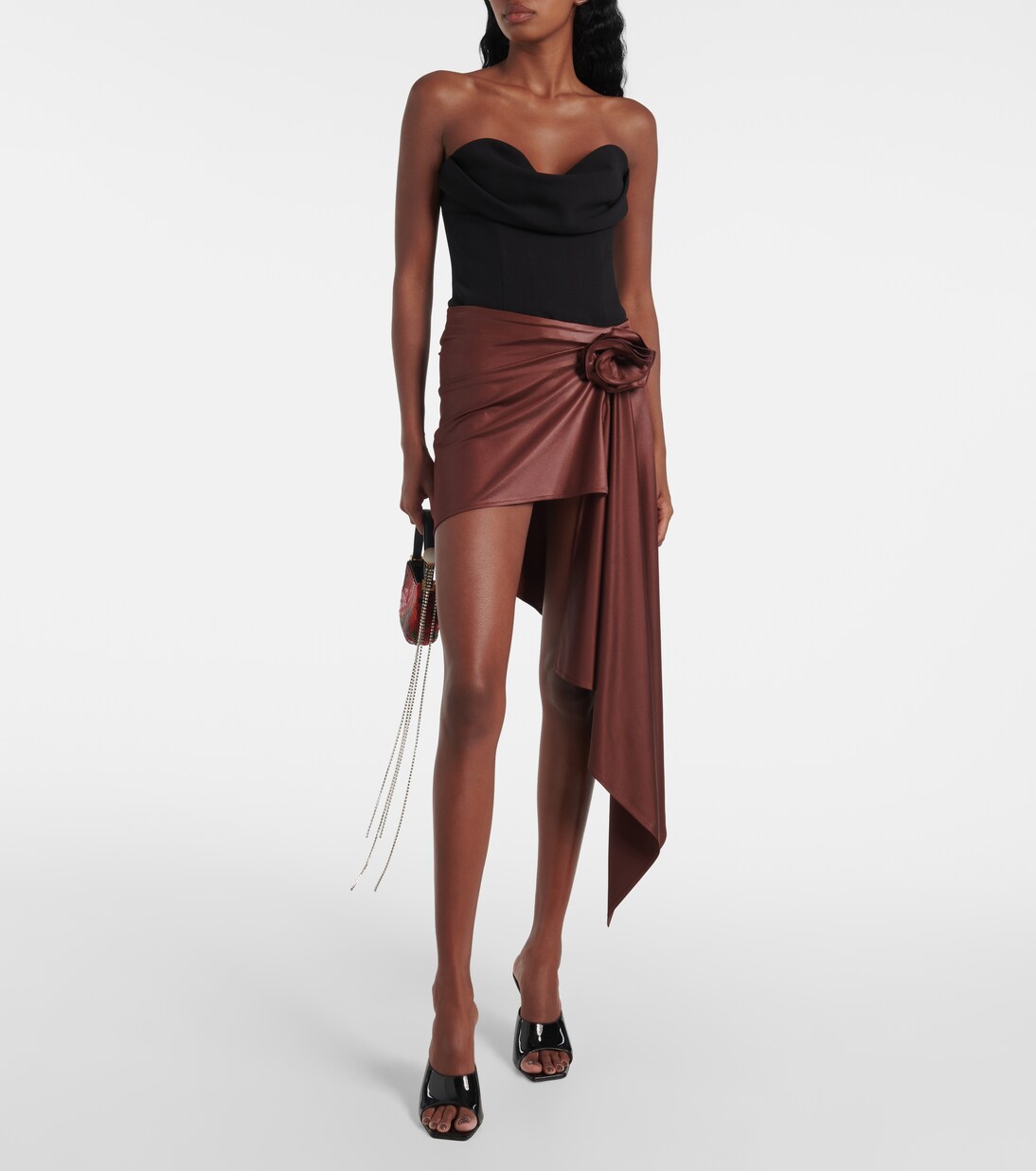 Floral-appliqué satin miniskirt | Magda Butrym