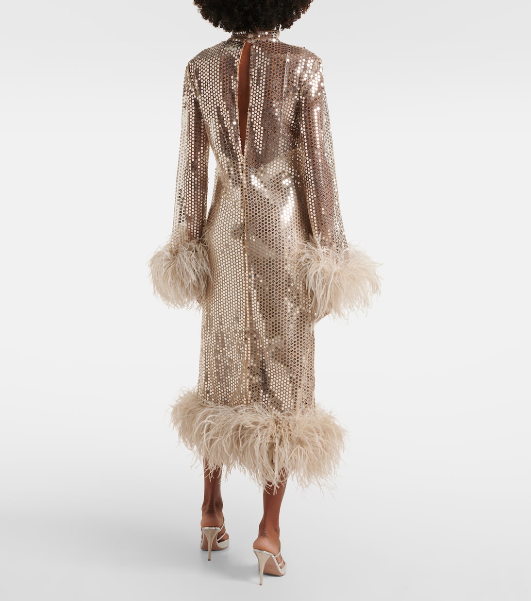Midikleid Gina Venti mit Pailletten und Federn | Taller Marmo