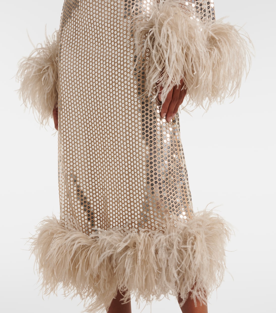 Midikleid Gina Venti mit Pailletten und Federn | Taller Marmo