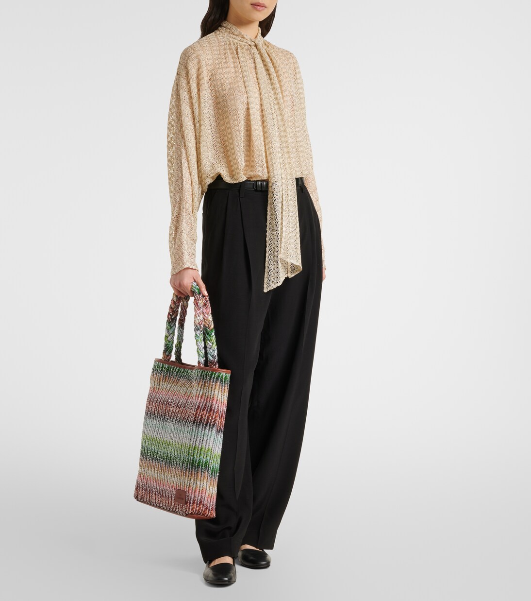 Tote Zigzag Large con ribete de piel | Missoni