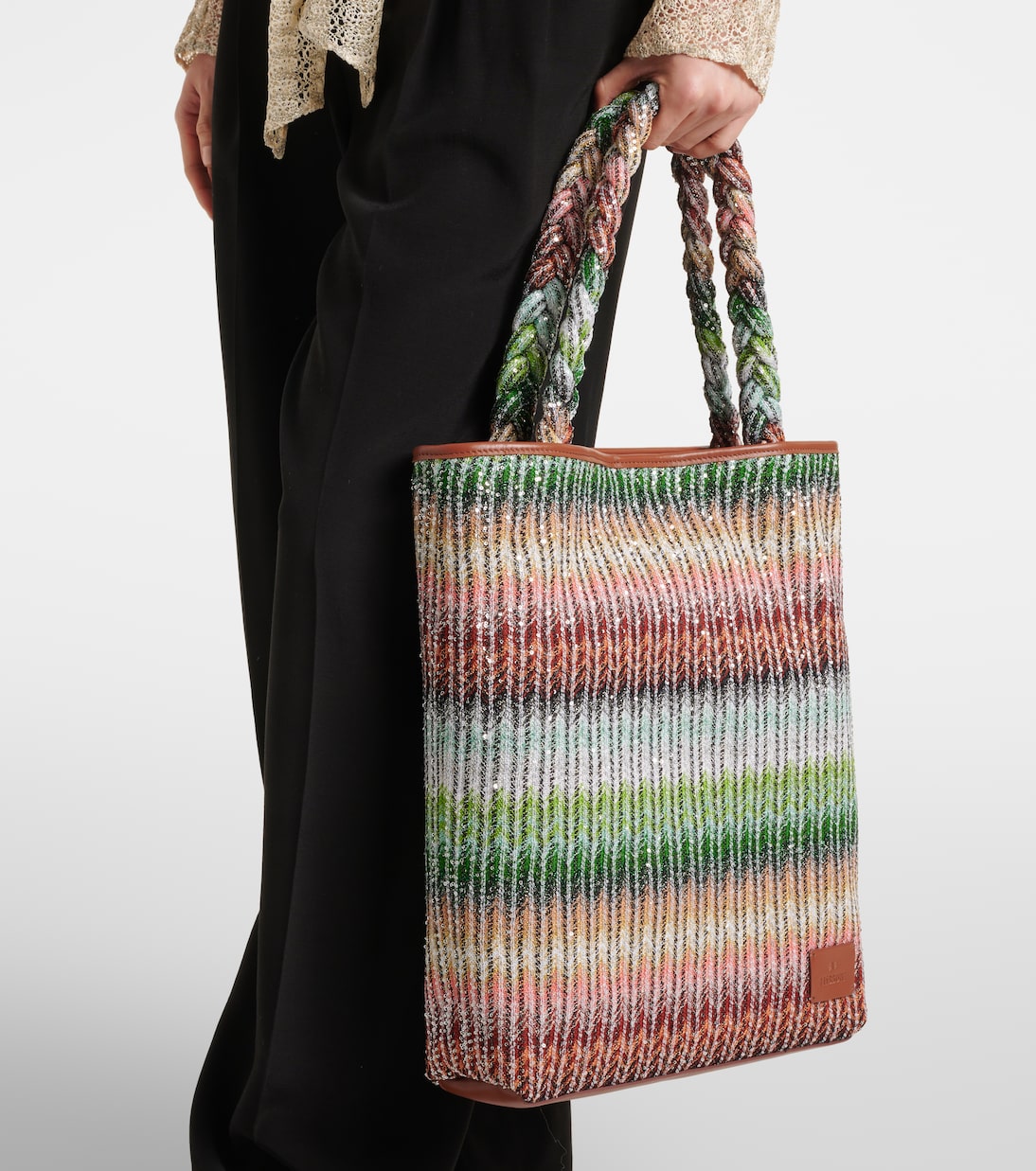 Tote Zigzag Large con ribete de piel | Missoni