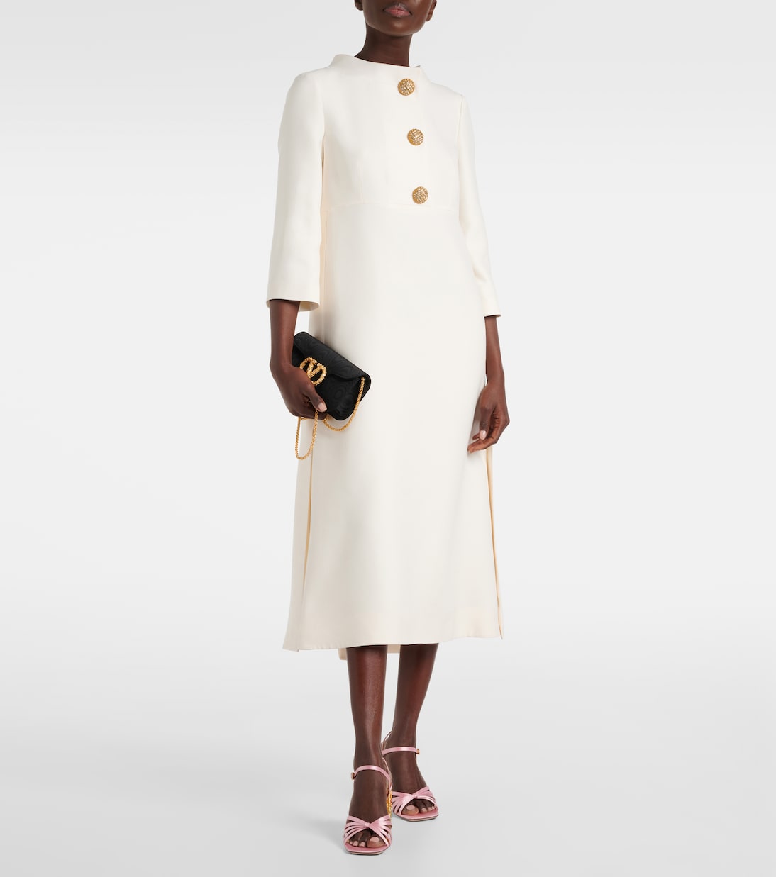 Midikleid aus Crepe Couture mit Kristallen | Valentino