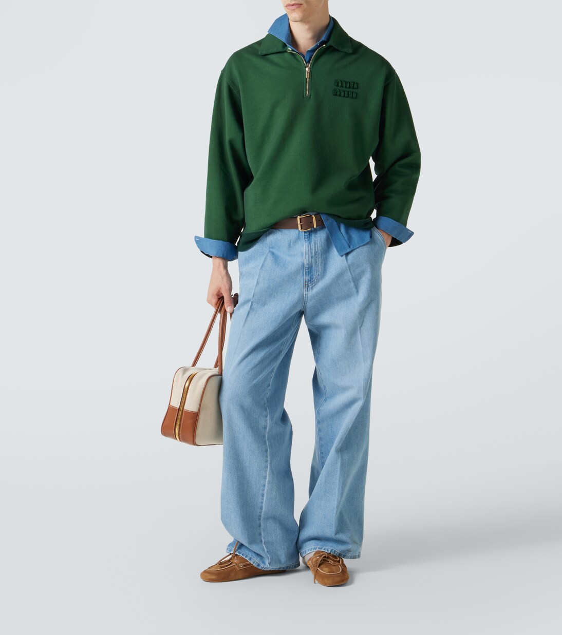 Logo cotton jersey sweatshirt | Miu Miu