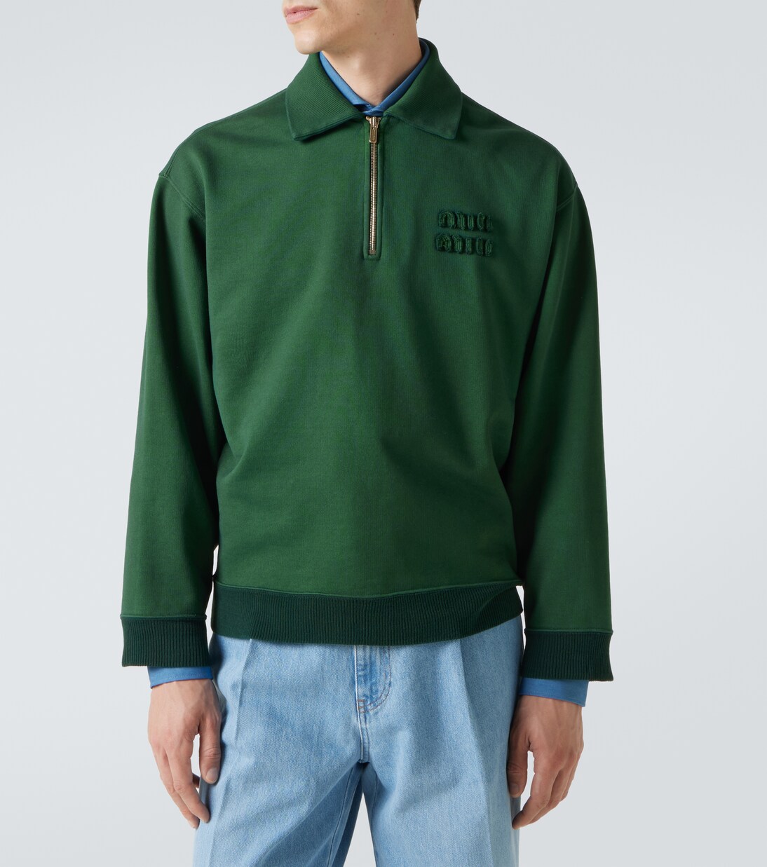 Logo cotton jersey sweatshirt | Miu Miu