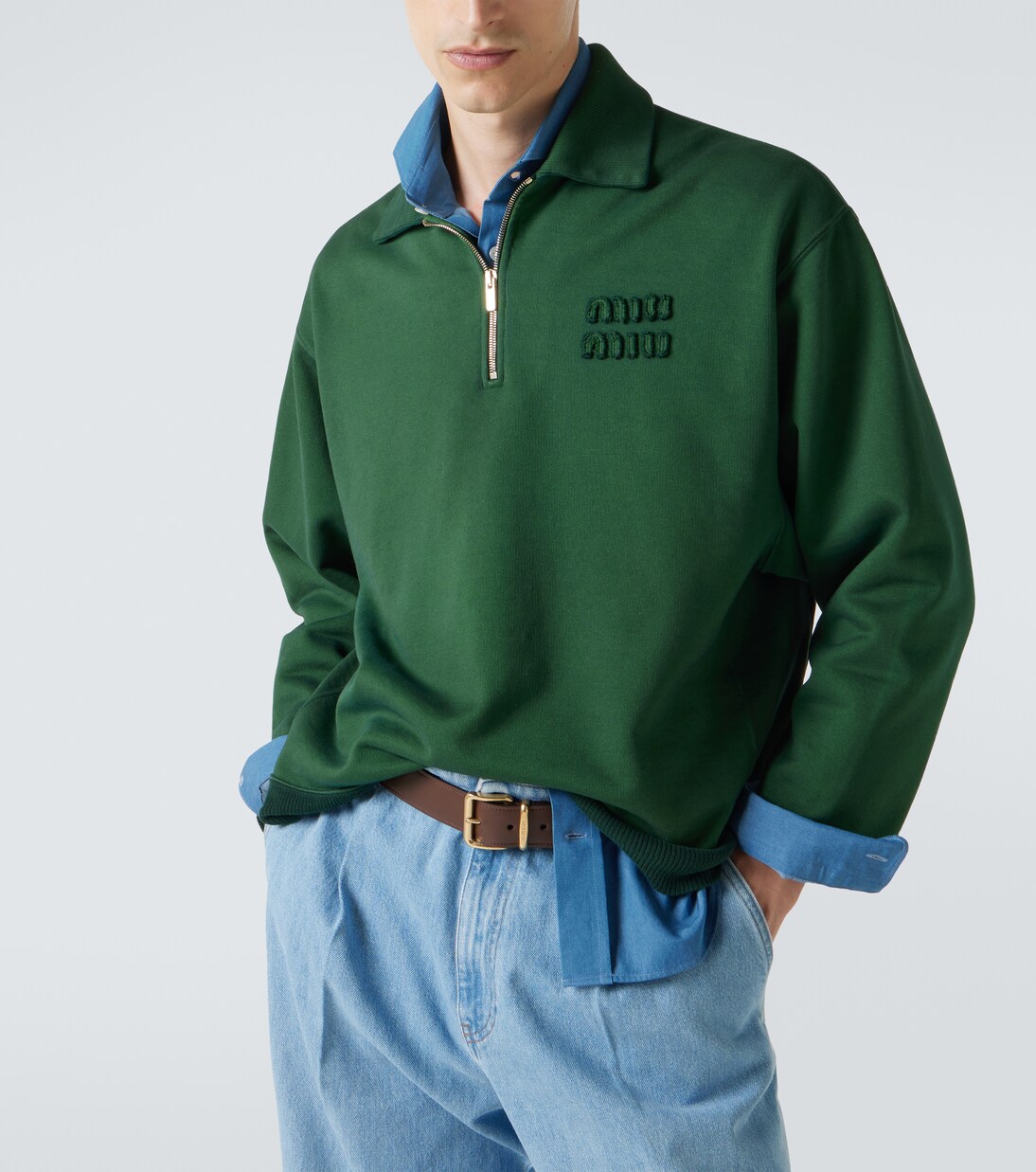 Logo cotton jersey sweatshirt | Miu Miu