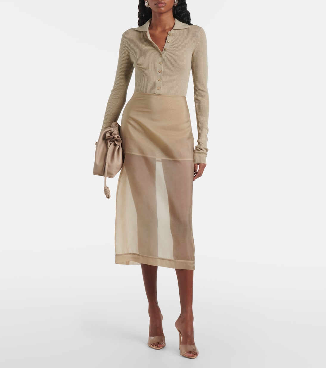 Peri silk-blend midi skirt | The Frankie Shop