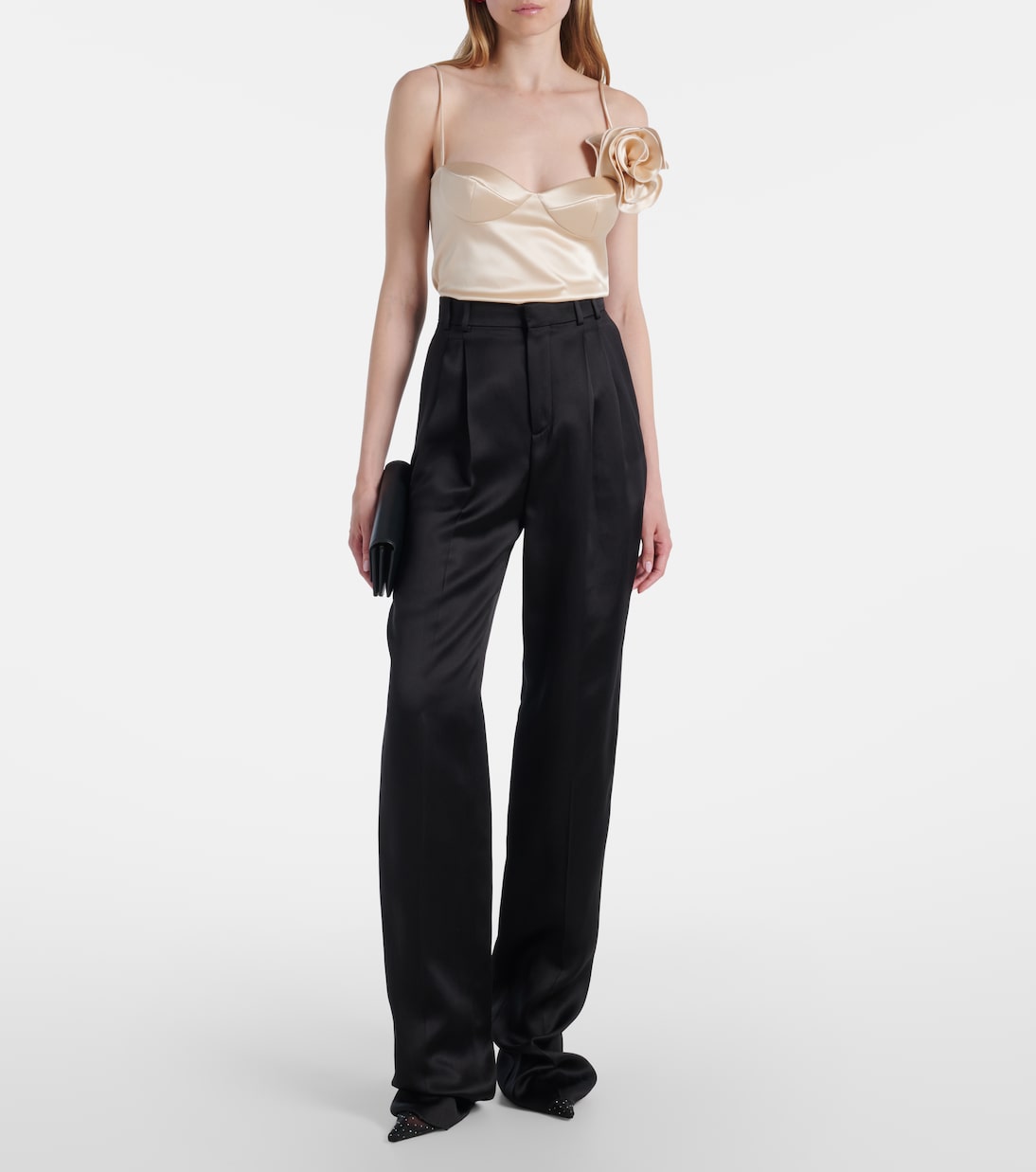 Floral-appliqué silk-blend satin top | Magda Butrym