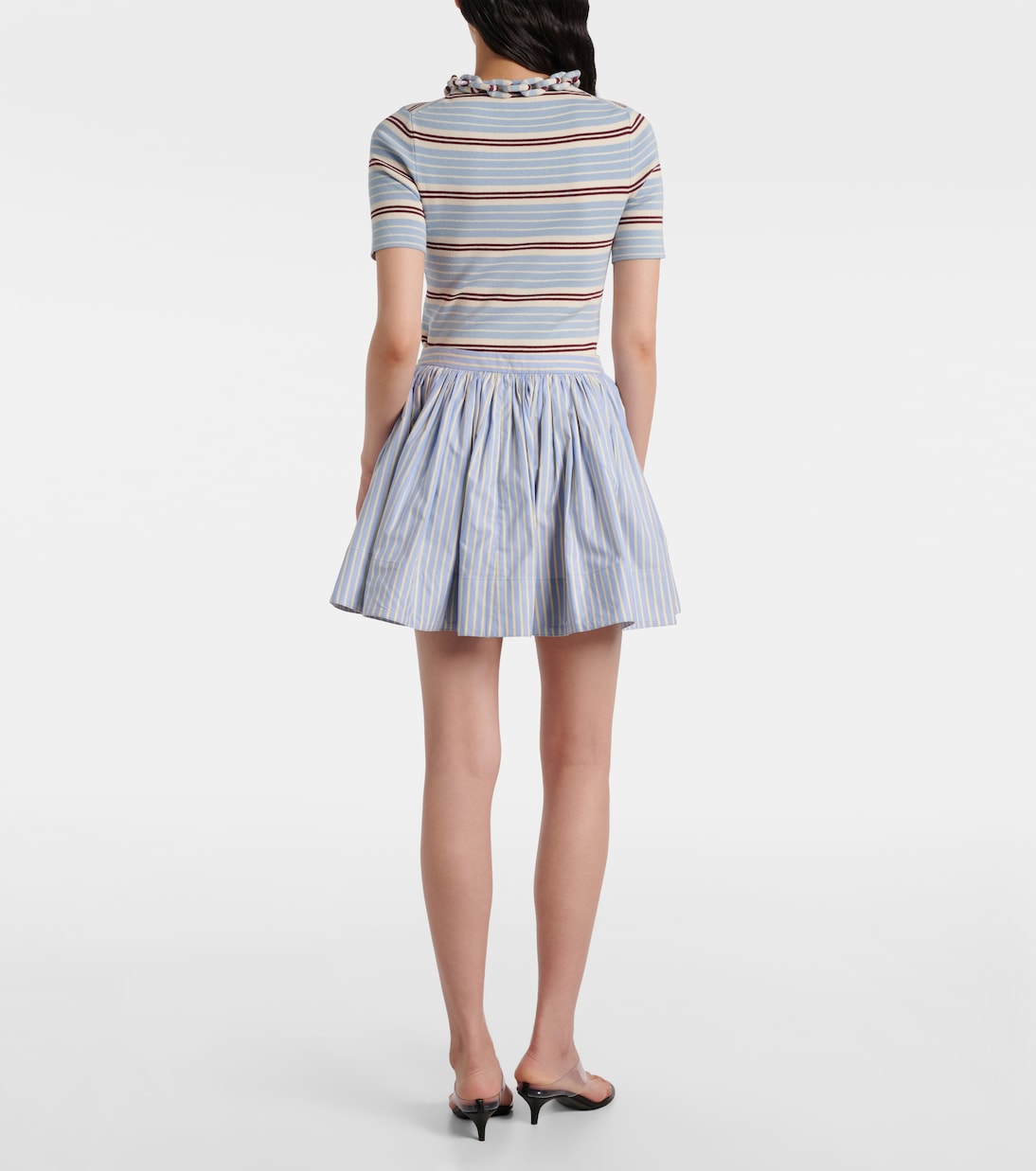 Mini-jupe rayée en coton | Rabanne