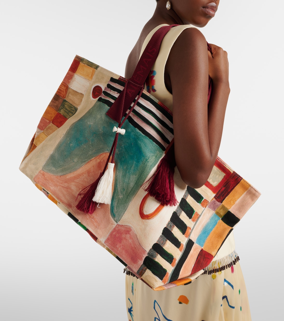 x LRNCE Michelle Large printed canvas tote bag | Alémais