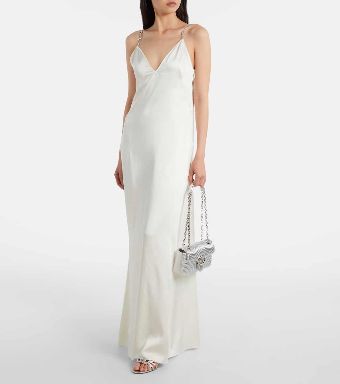 Mules 85 de piel metalizada con GG | Gucci