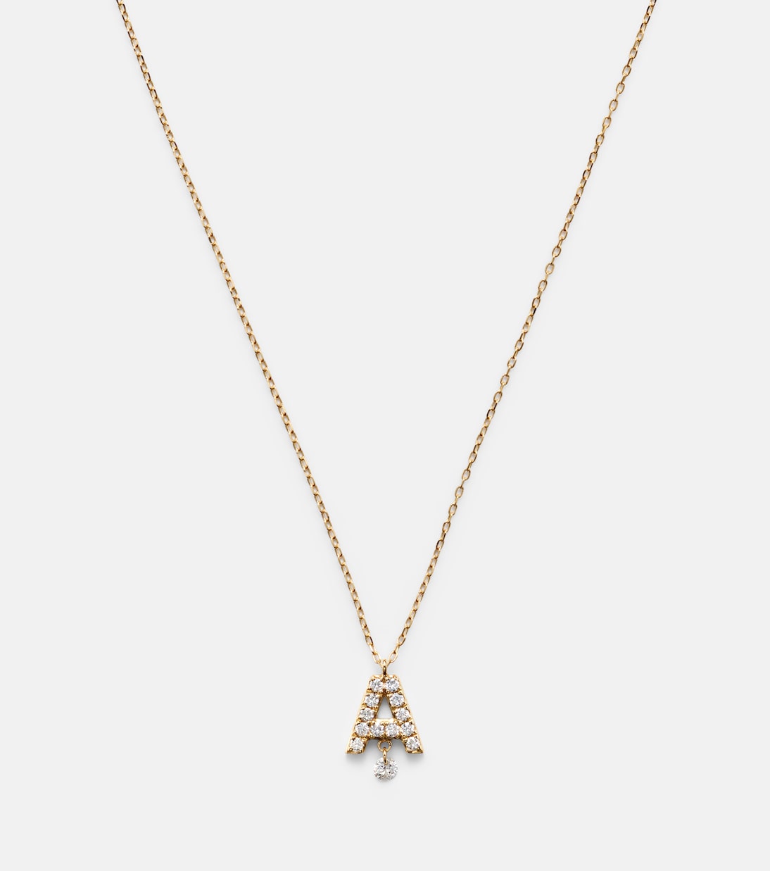 Alphabet A 18kt gold necklace with diamonds | Persée