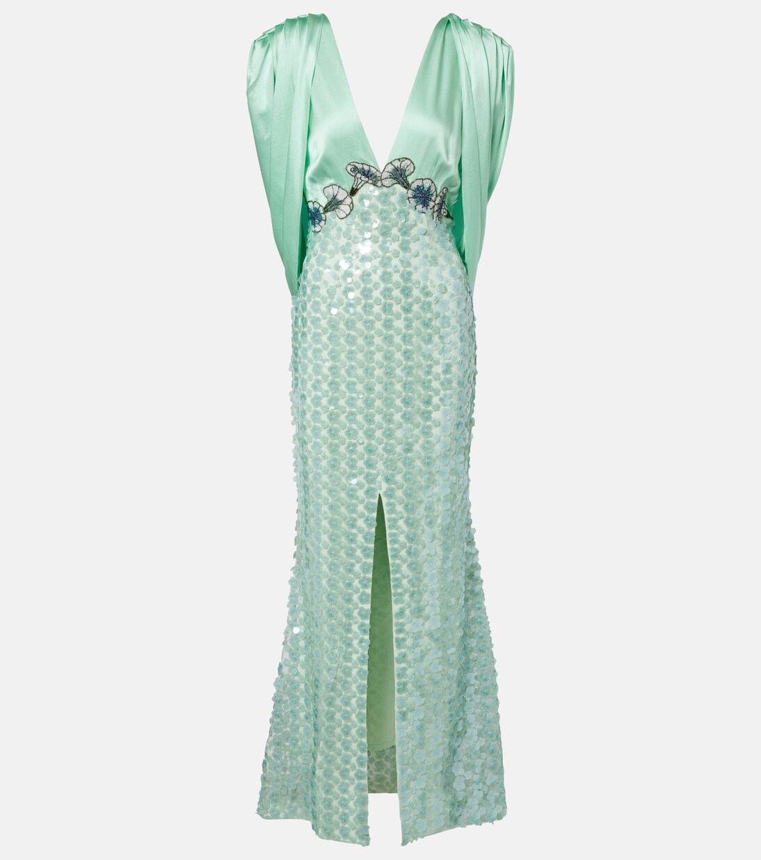 Sequined caped open-back gown | Là Fuori