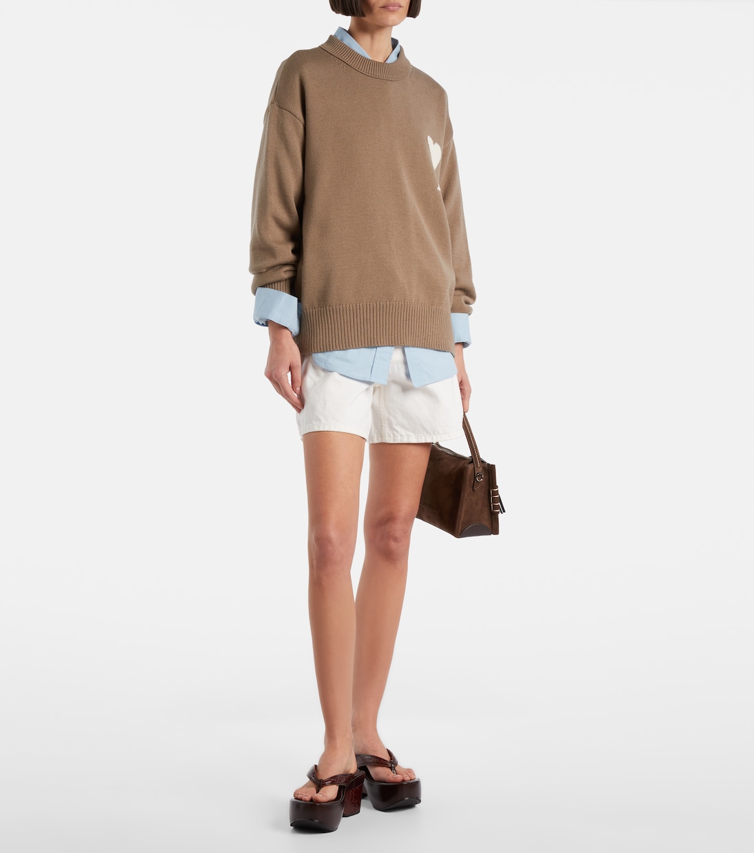 Pullover Ami de Cœur aus Wolle und Baumwolle | Ami Paris