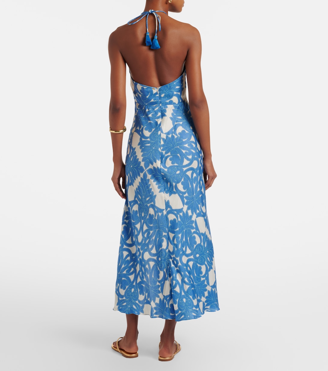 Abito lungo Stella in raso con stampa | Poupette St Barth