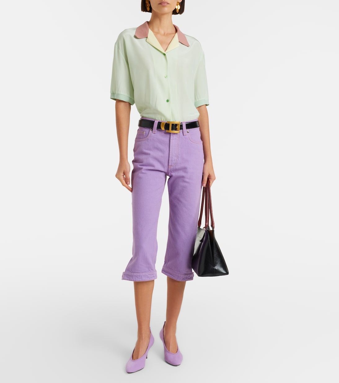 Cropped silk poplin shirt | Versace