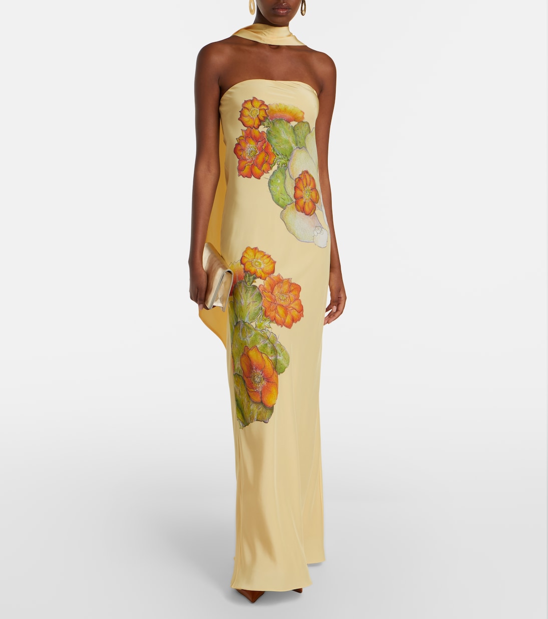 Robe longue bustier en soie à fleurs | Rodarte