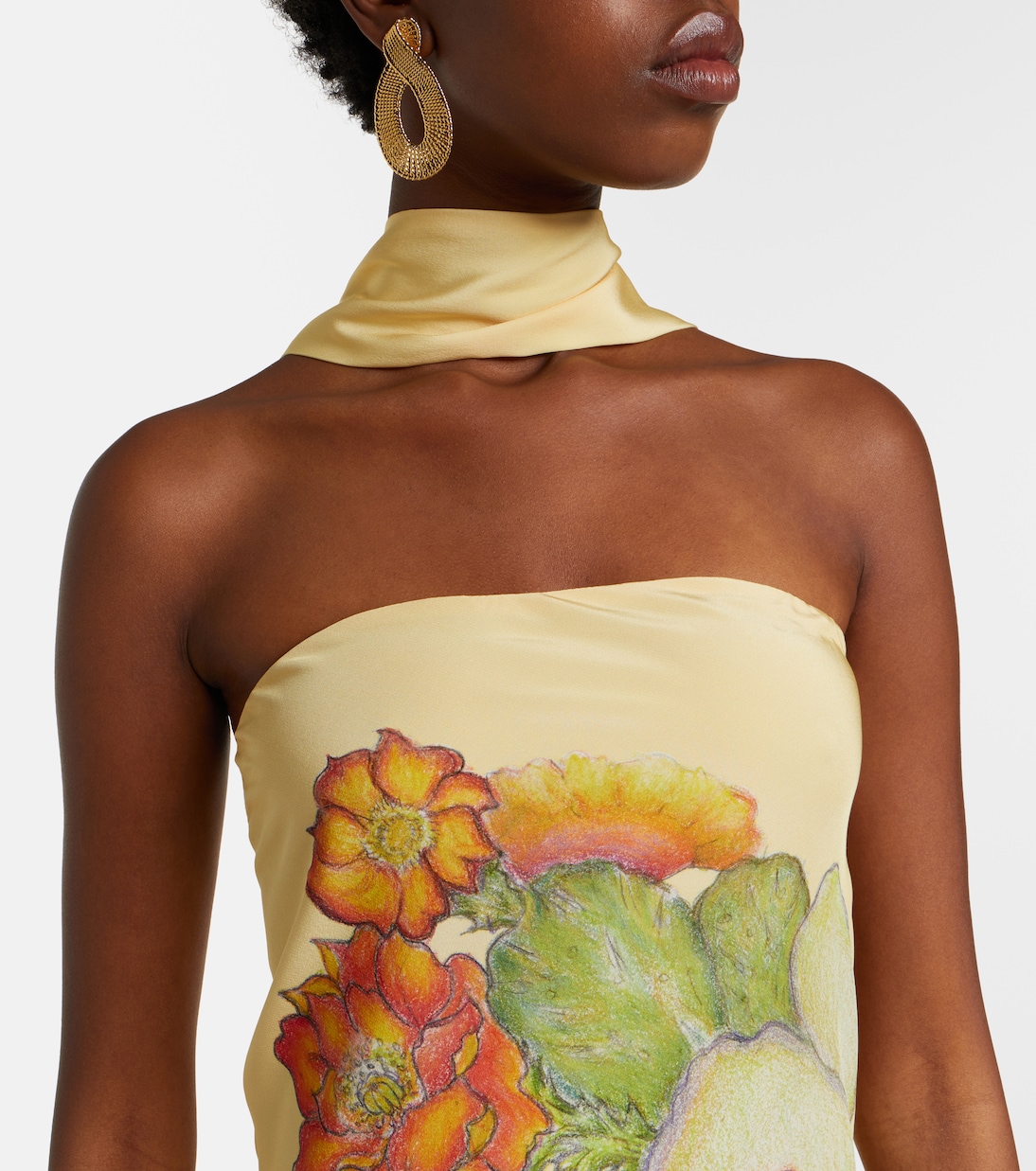 Robe longue bustier en soie à fleurs | Rodarte