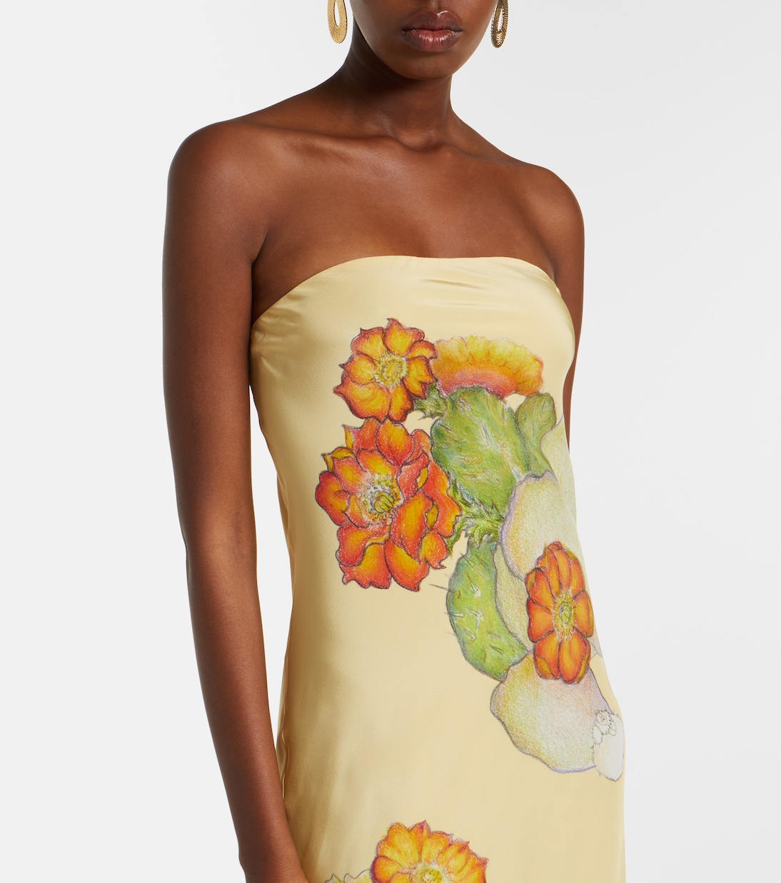 Robe longue bustier en soie à fleurs | Rodarte